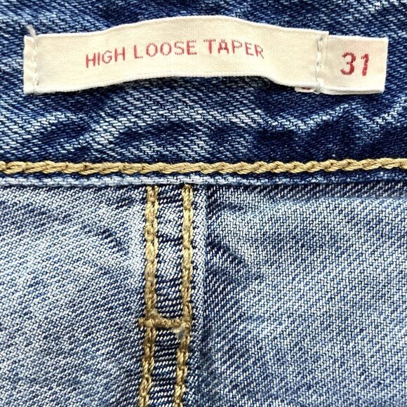 LEVI'S X FREE PEOPLE High Loose Tapered Jeans Hold My Purse Med Blue Wash - Picture 7 of 15